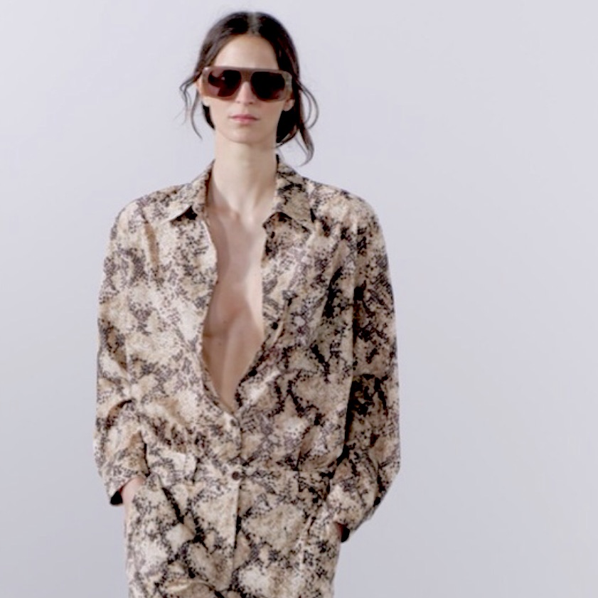 Zara Snake Printed Button Down Shirt
